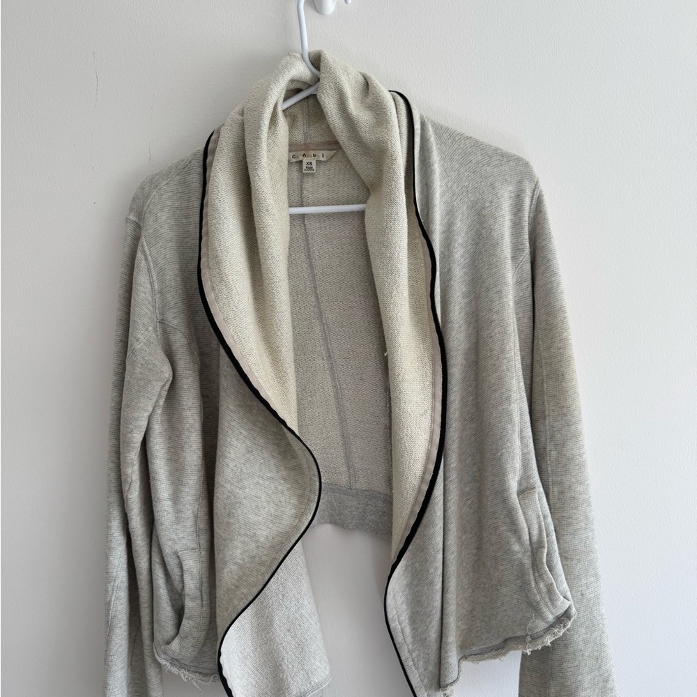 CAbi Light Gray Open Front Cardigan